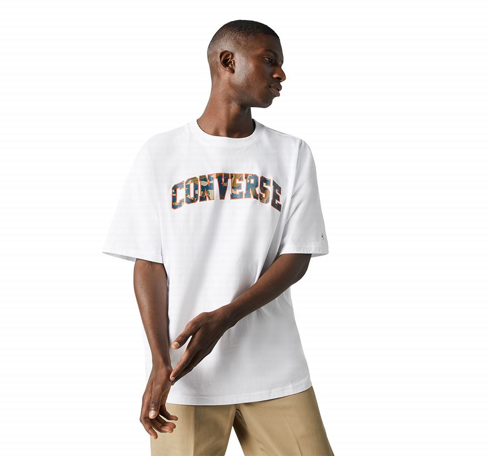 Camiseta Converse Oversized Collegiate Homem Branco 763584UYR